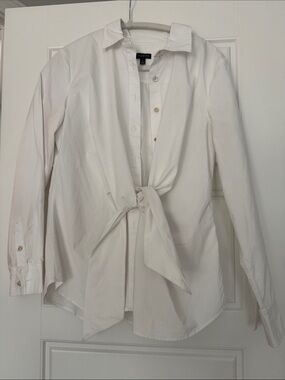 Talbots White Tie-Front Button-Down Shirt